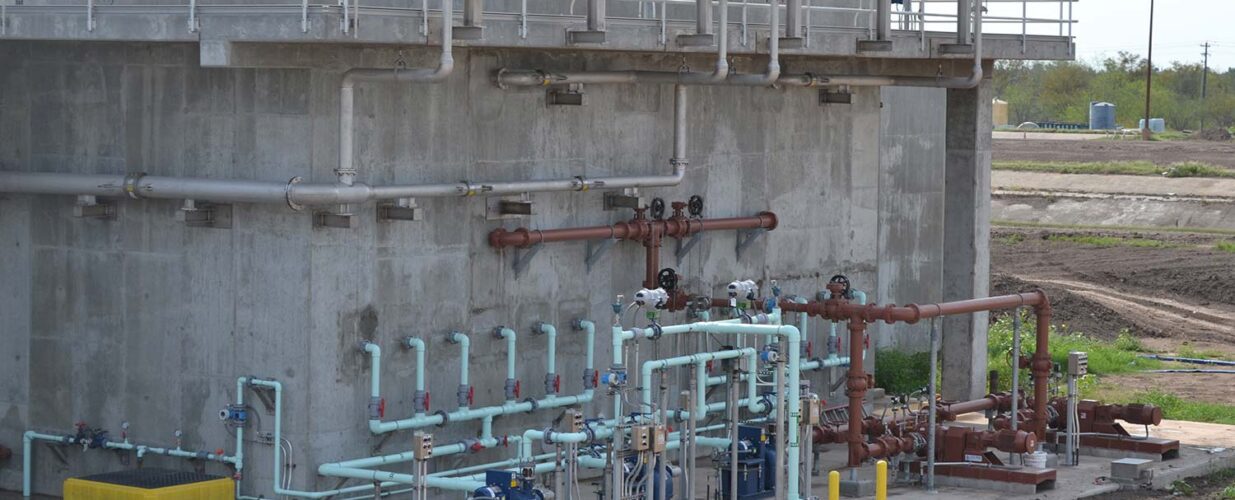 digester basin exterior of building McAllen South Wastewater Plant